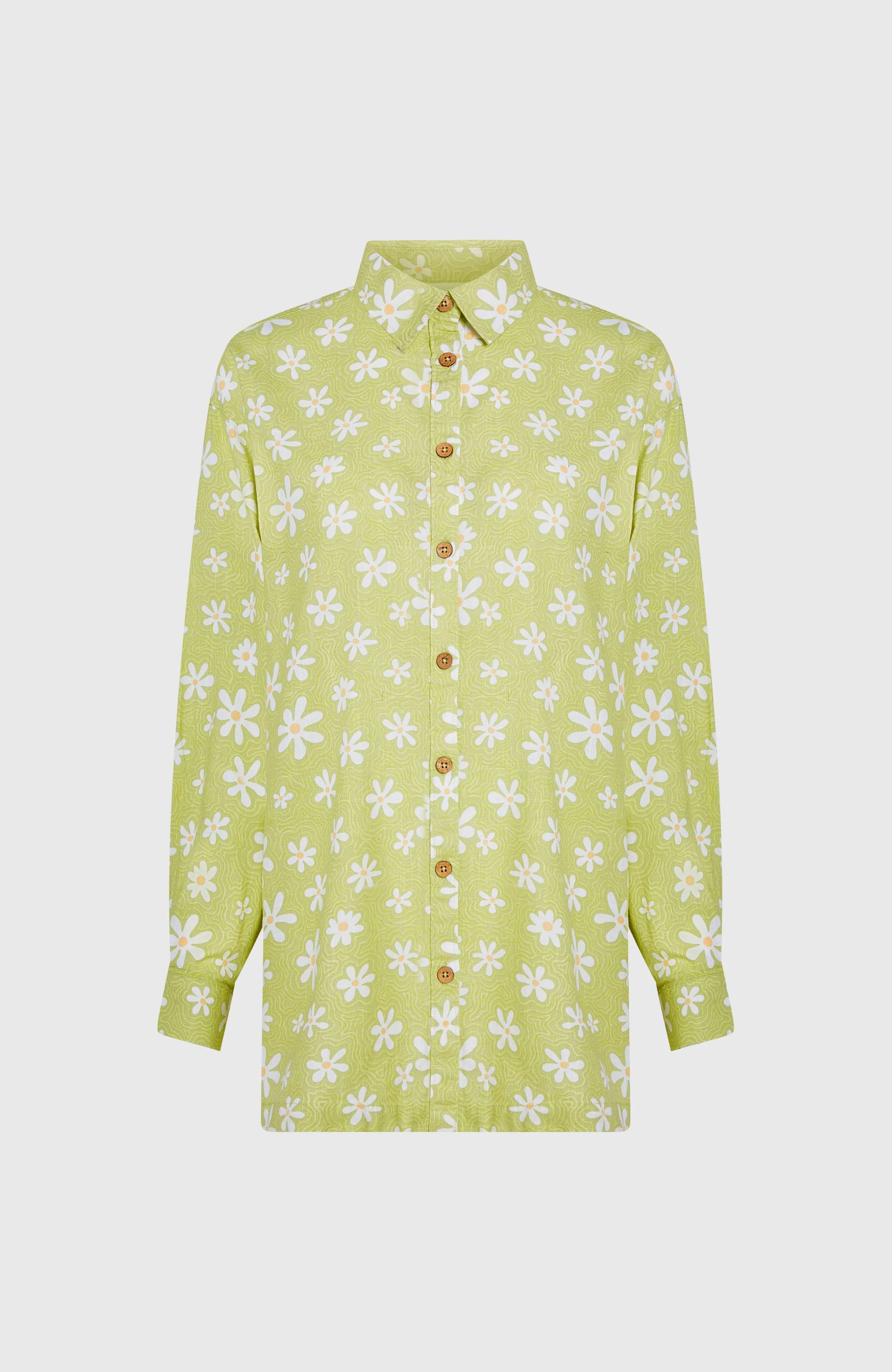 Beach Vintage Long Shirt | Green Daisyline