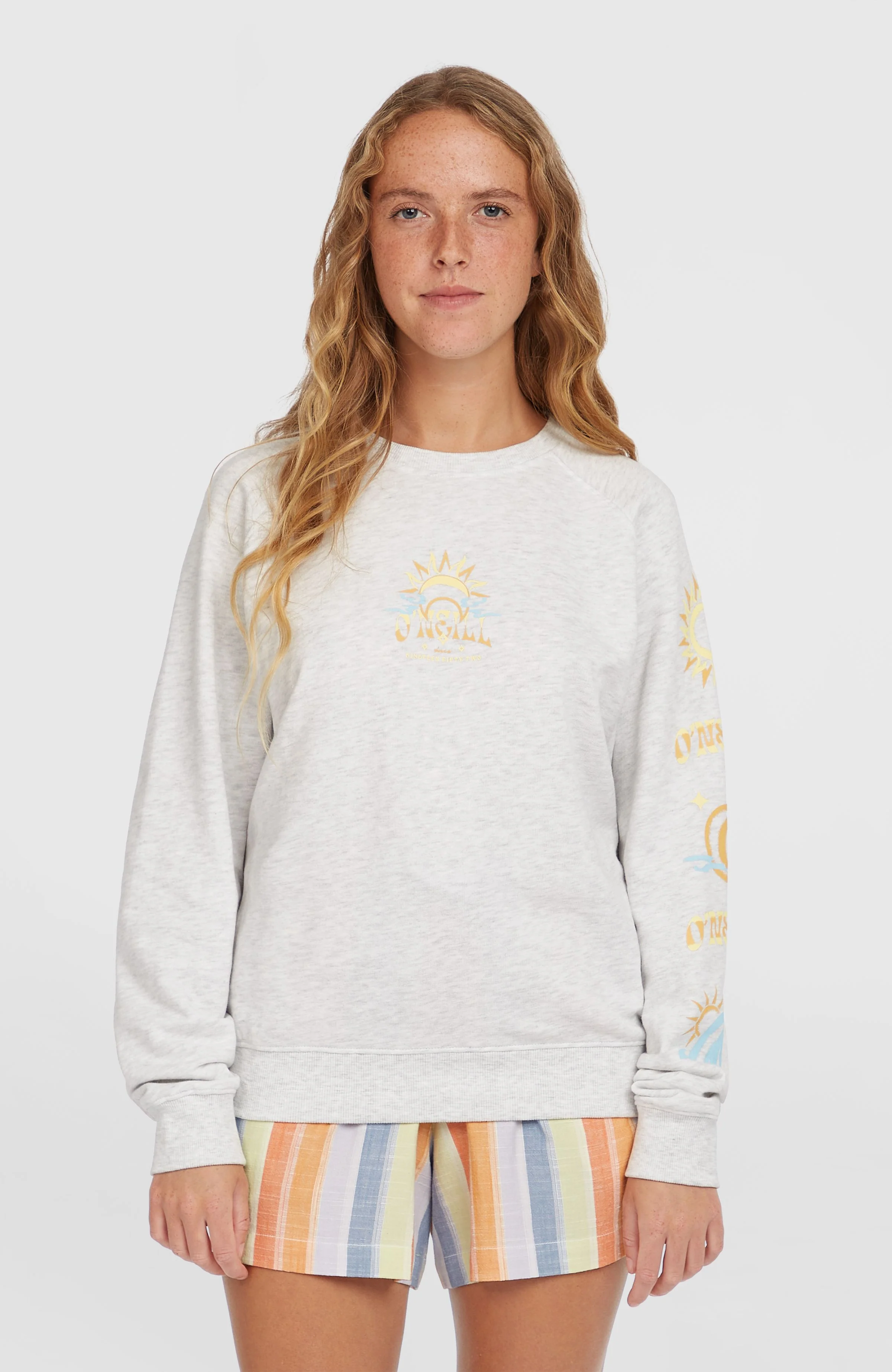 11632-beach-vintage-crew-sweatshirt-white-melange-1.webp Beach Vintage Crew Sweatshirt | White Melange