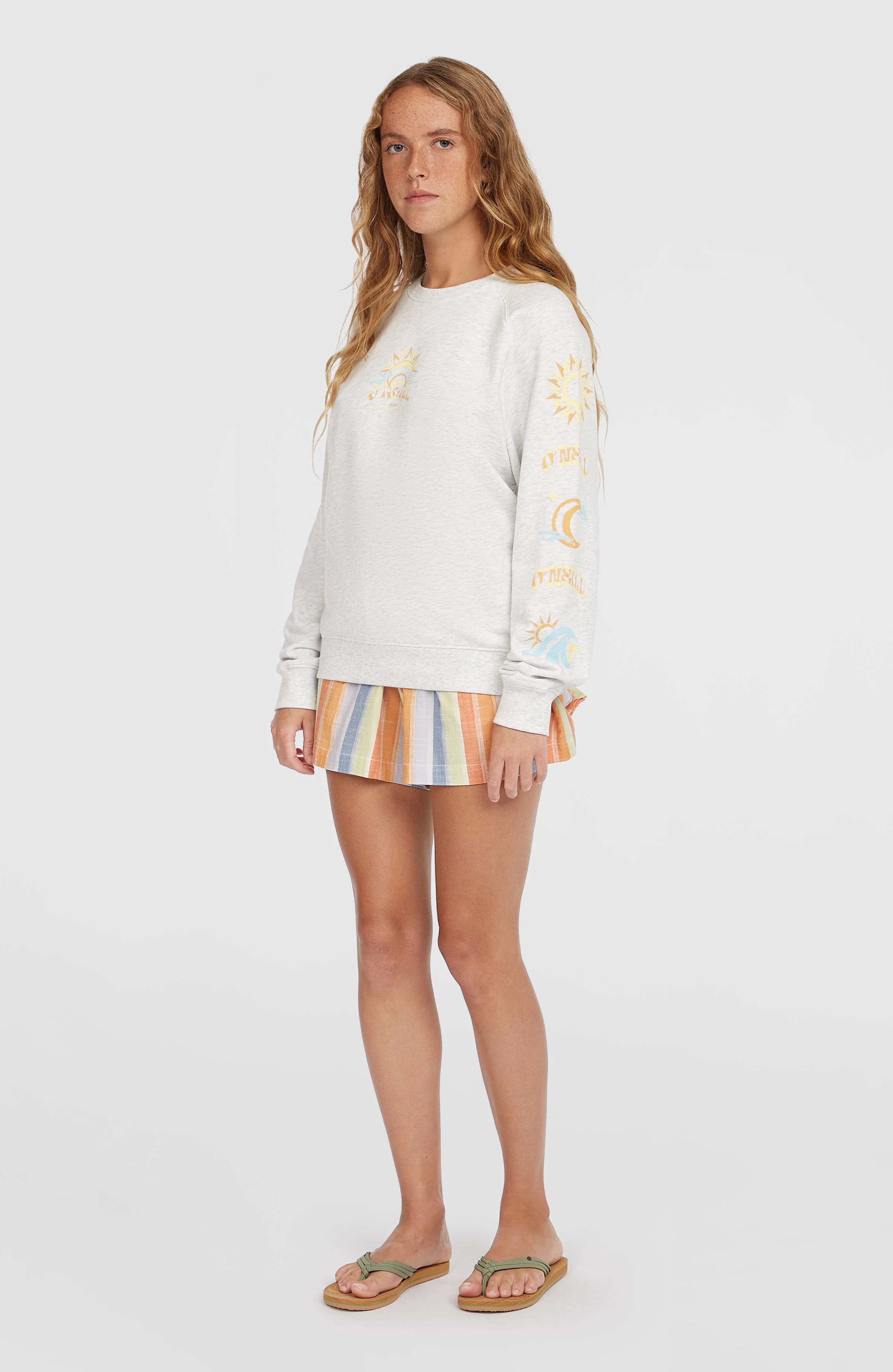 Beach Vintage Crew Sweatshirt | White Melange
