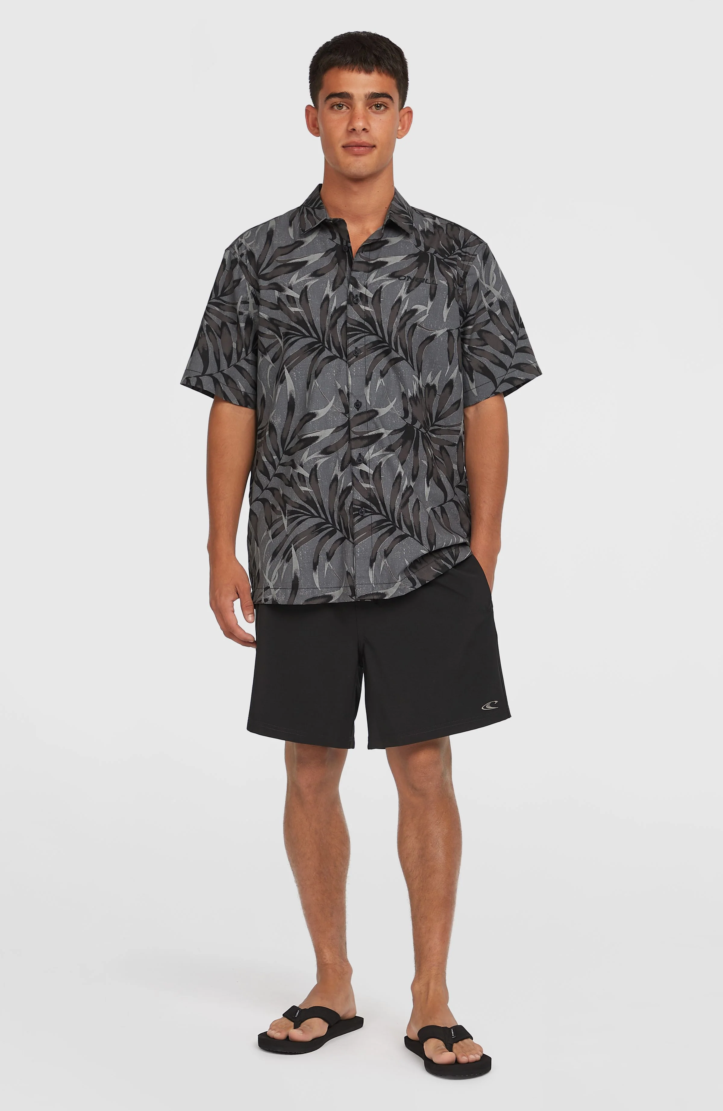 Print Shirt | Black Dipped Leaves