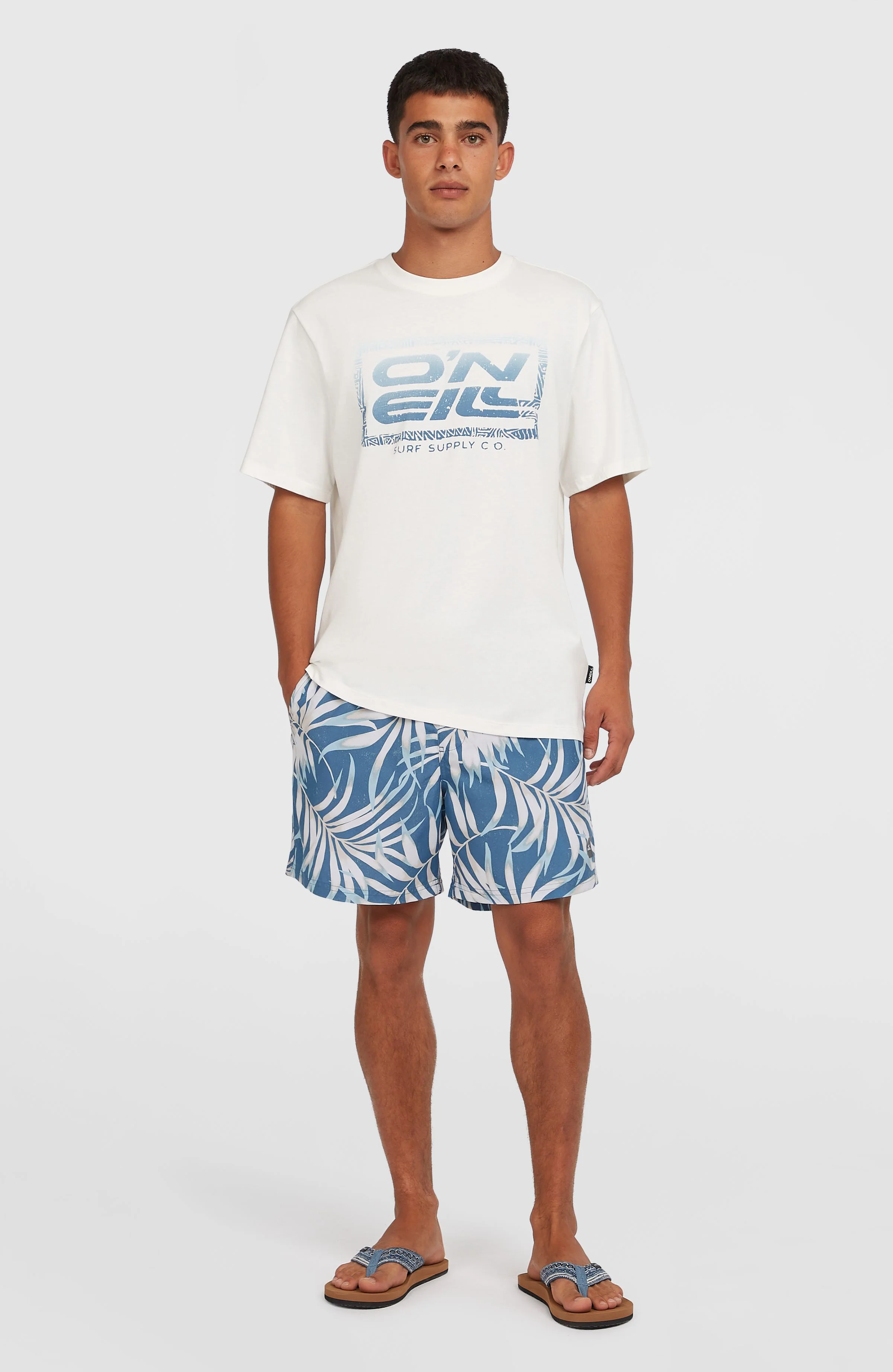 Cali Floral 16'' Swim Shorts | Blue Dipped Leaves