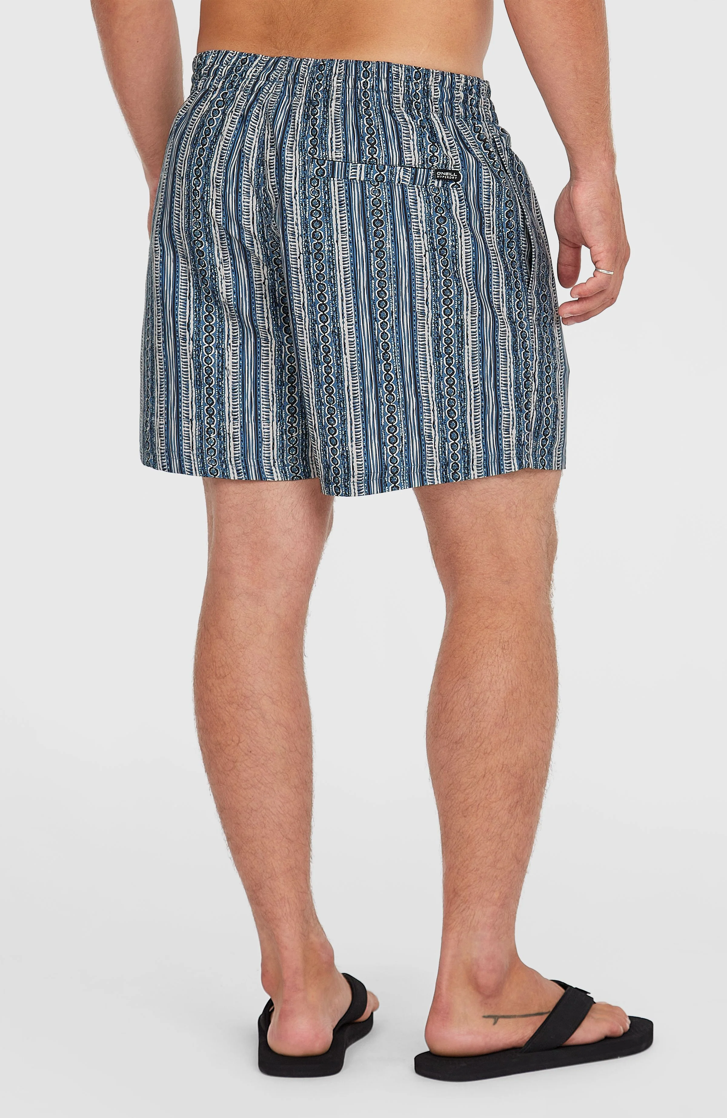 Cali Print 15'' Swim Shorts | Blue Pressed Lines