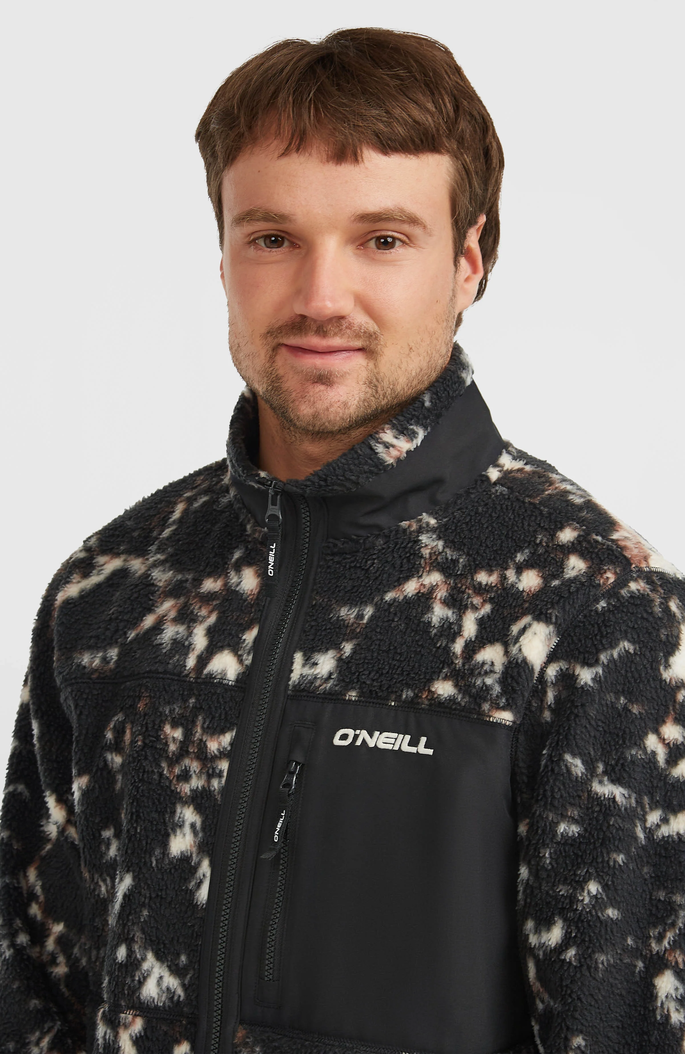 Must-Have High-Pile Full-Zip Fleece | Black/Beige Quarry