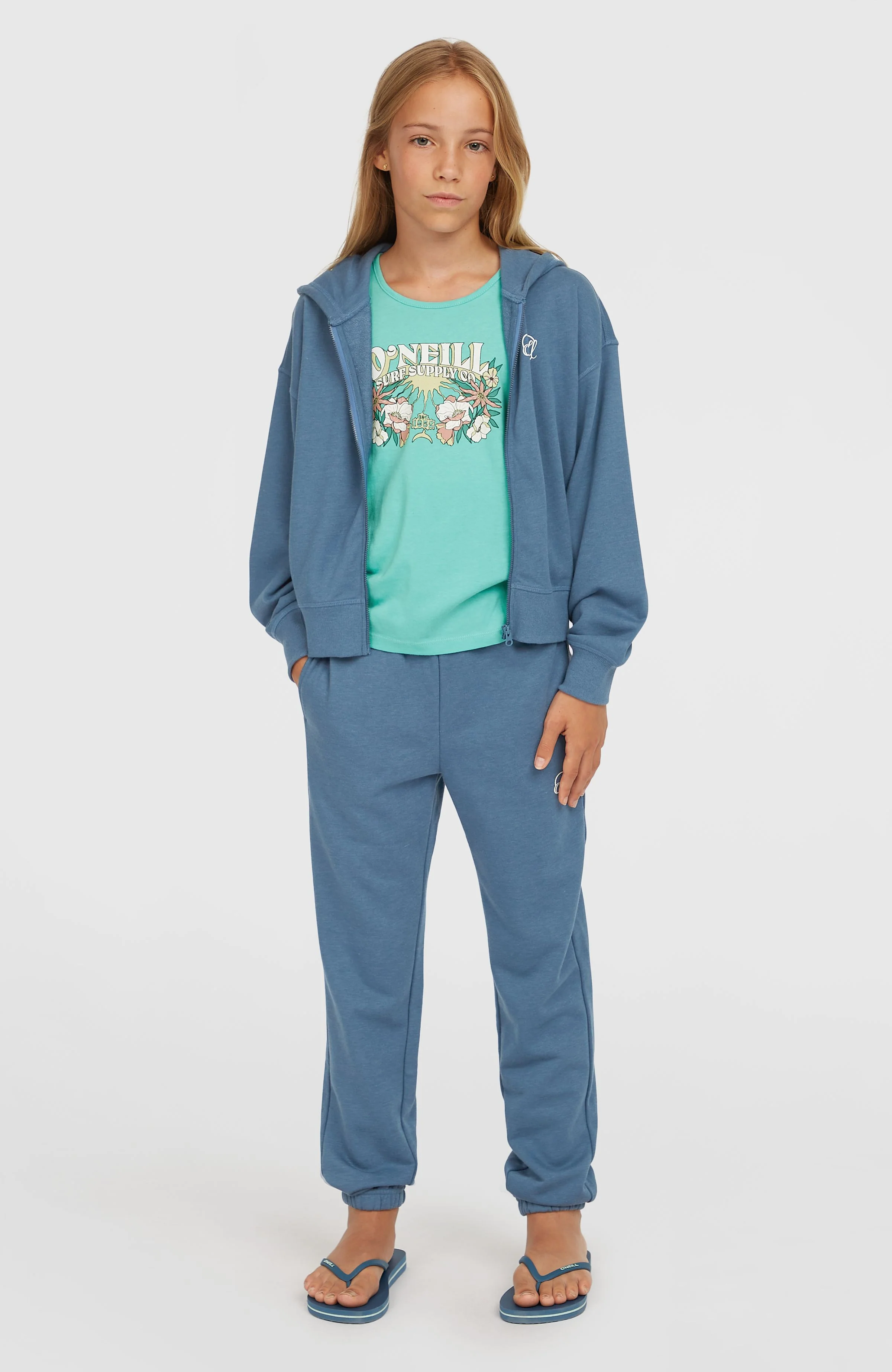 Script Falf-Zip Hoodie | Copen Blue