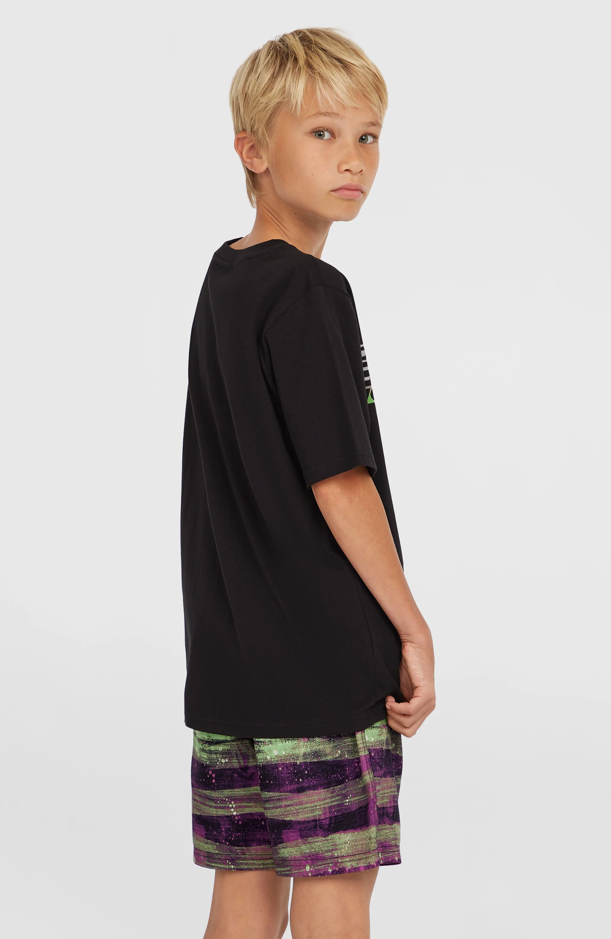 Cali Gradient 14'' Swim Shorts | Black Melted Stripe Boys