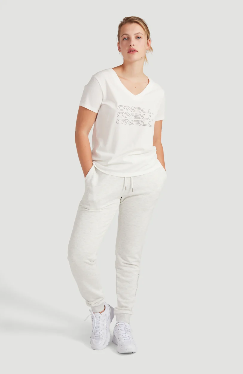 Triple Stack V-Neck T-Shirt | Powder White