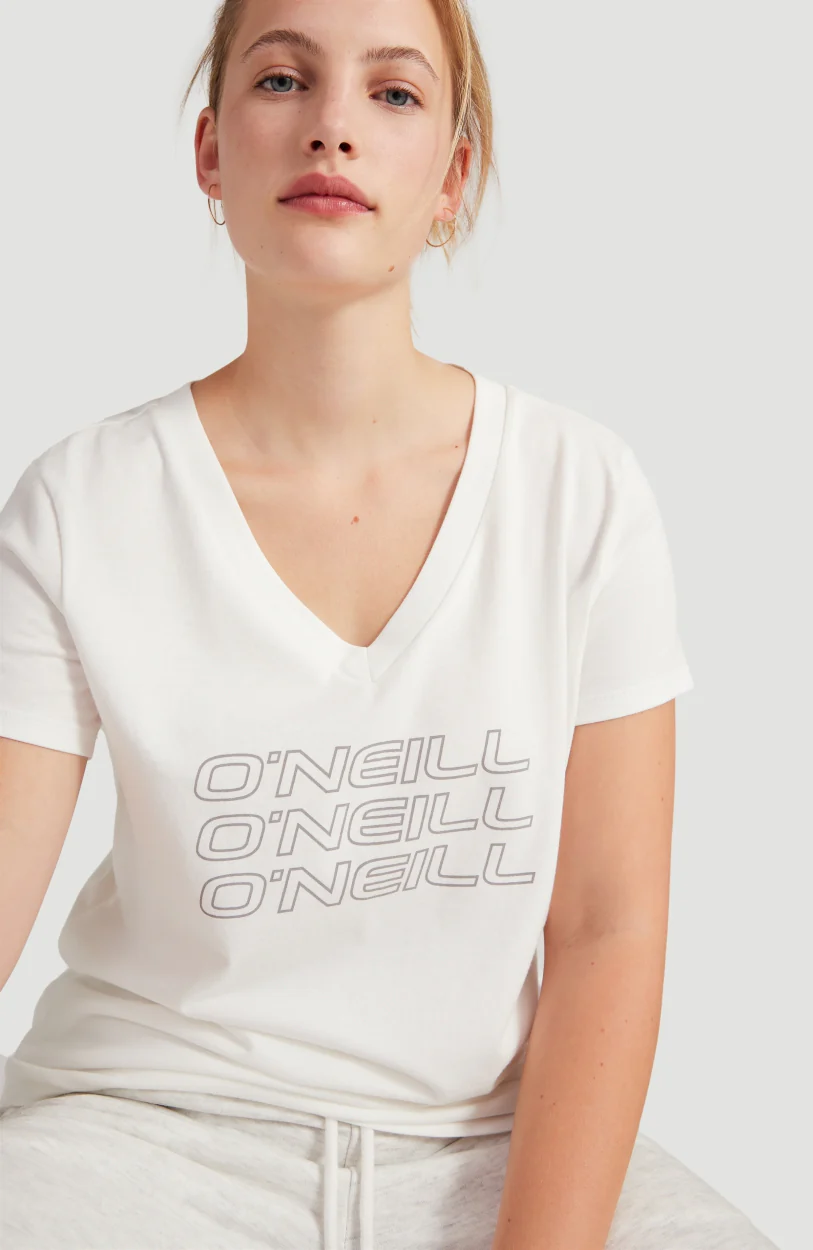 Triple Stack V-Neck T-Shirt | Powder White