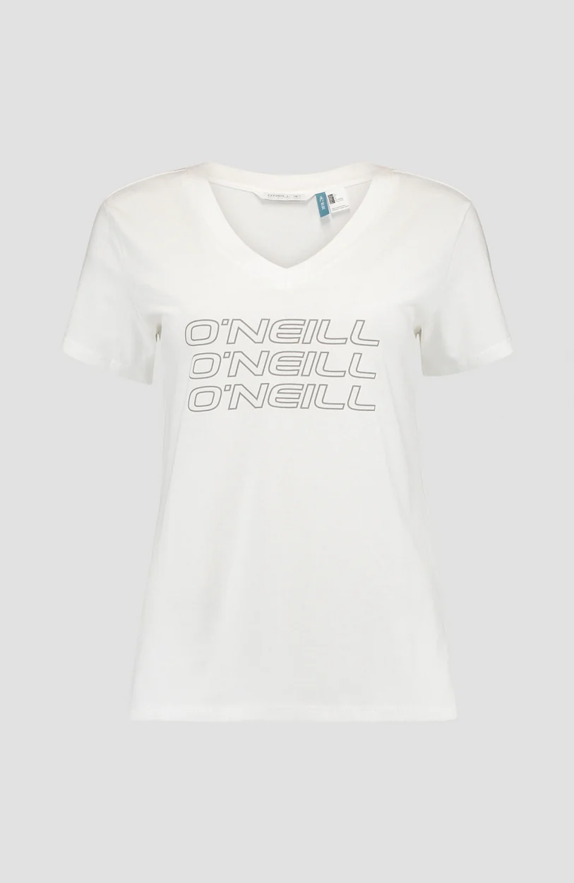Triple Stack V-Neck T-Shirt | Powder White