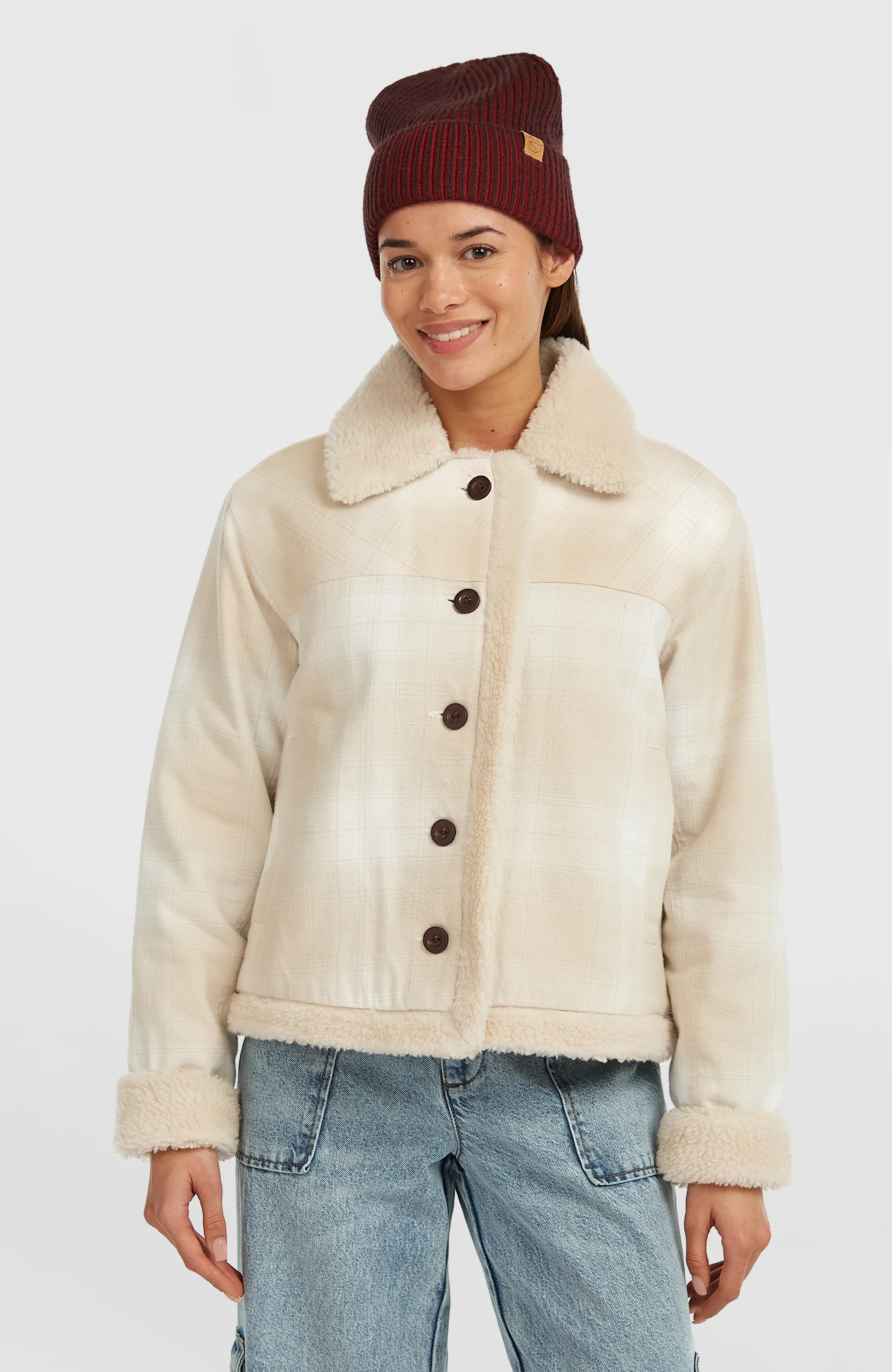 15309-o-riginals-fleece-lined-jacket-beige-check-1.webp O'Riginals Fleece-Lined Jacket | Beige Check