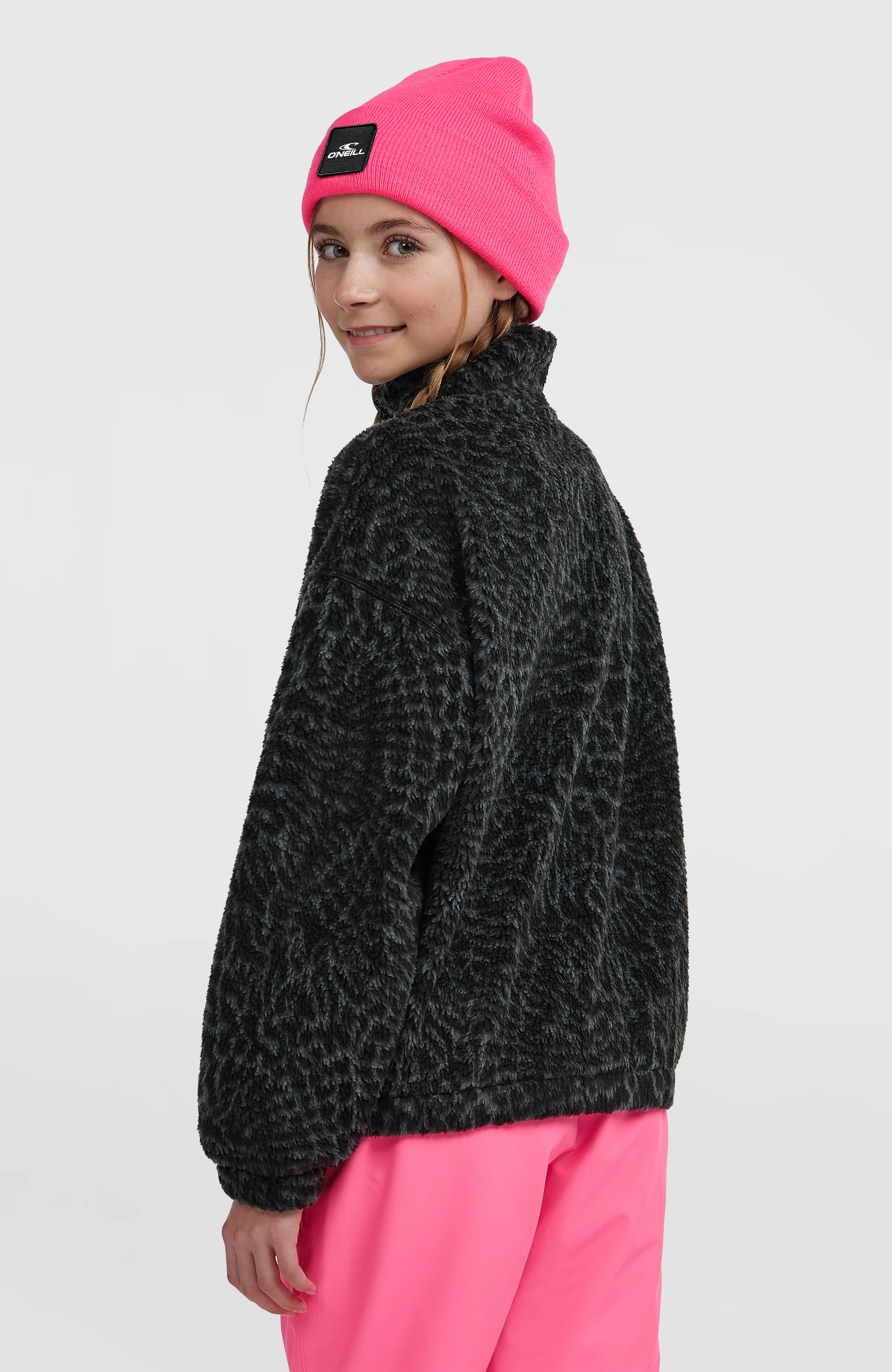 High-Pile Full-Zip Fleece | Black Animalica