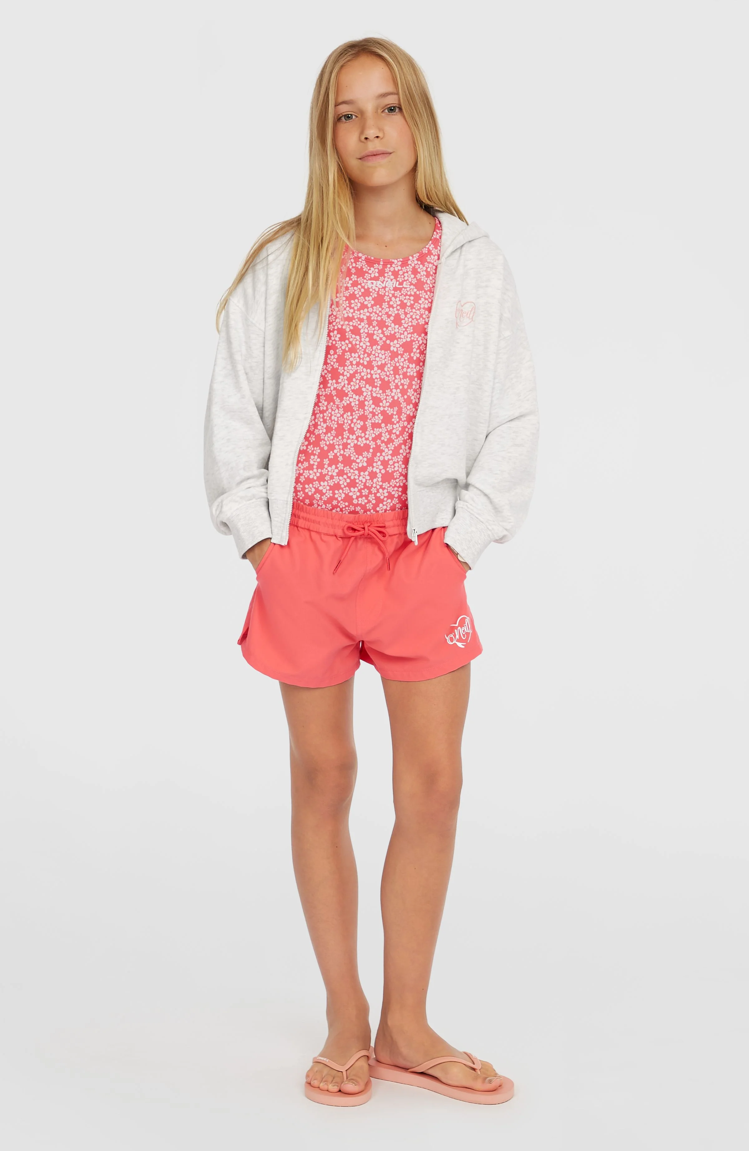 Script Falf-Zip Hoodie | White Melange