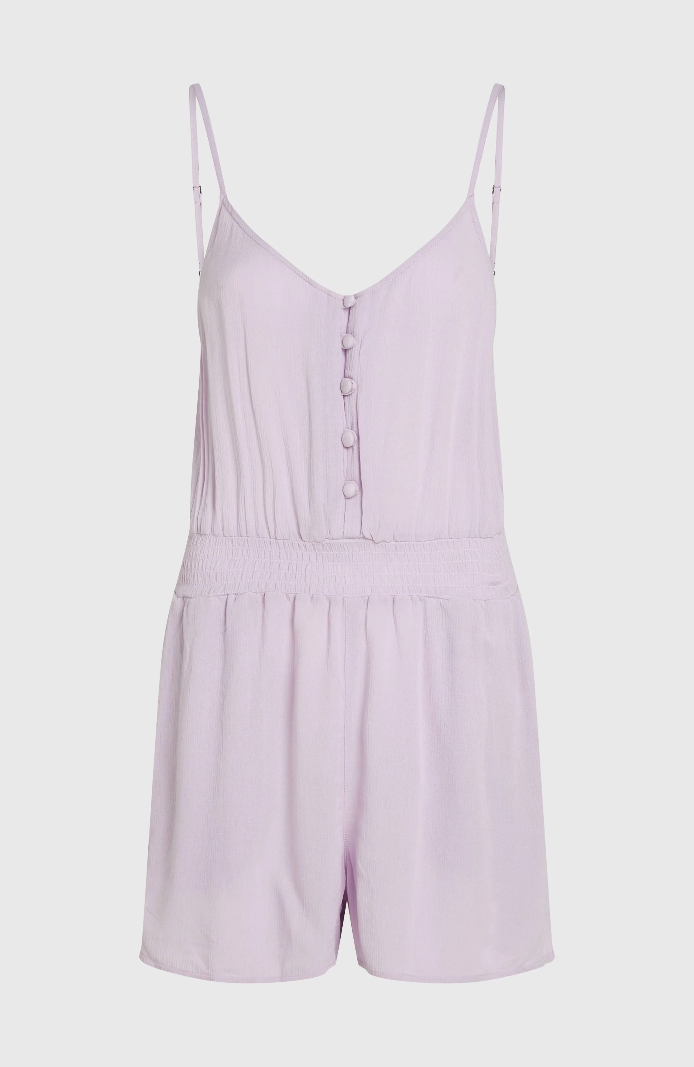 Thin Strap Buttoned Romper | Pale Lavender