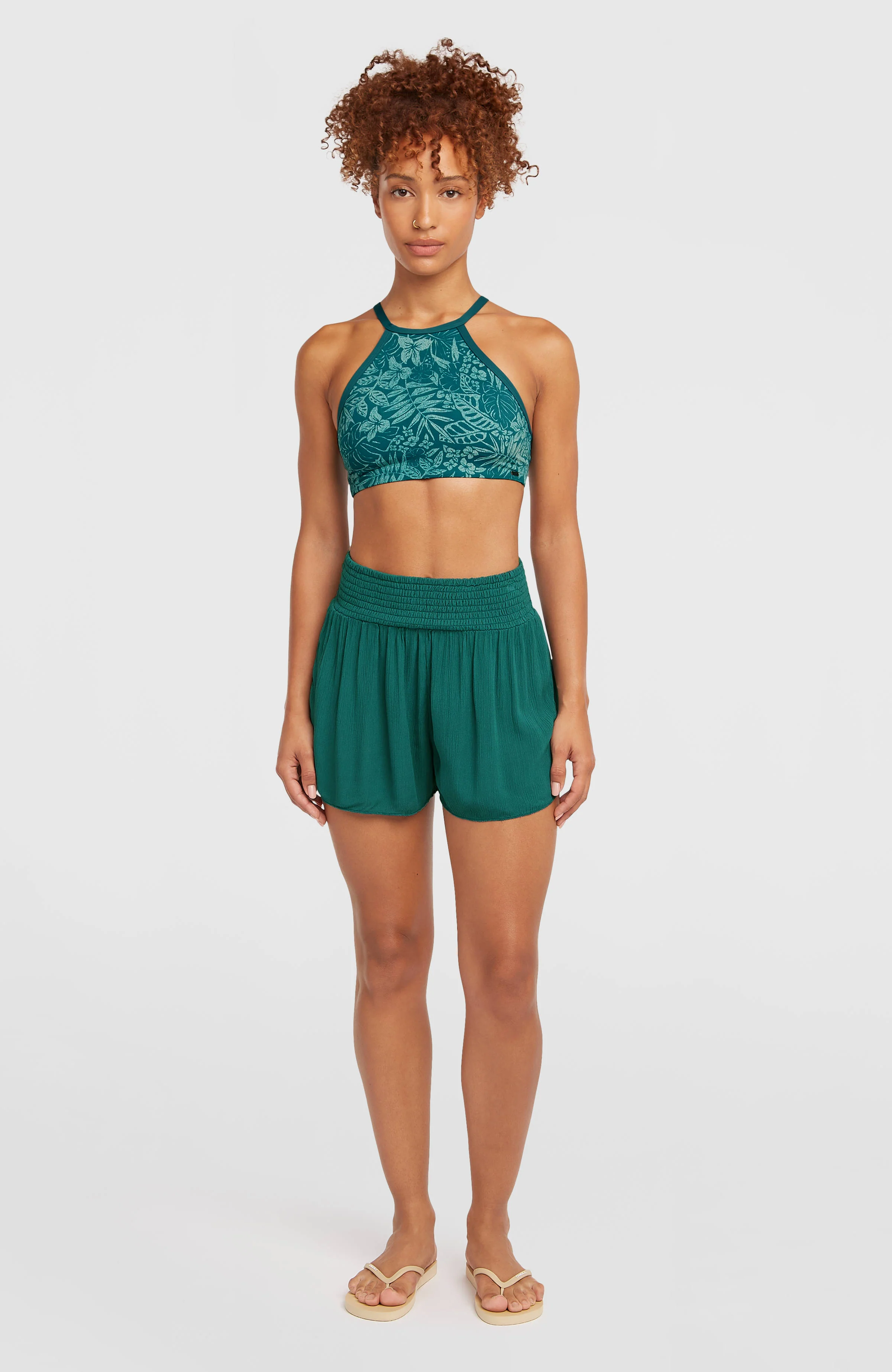 Johnny Smocked Waist Shorts | Botanical Heat