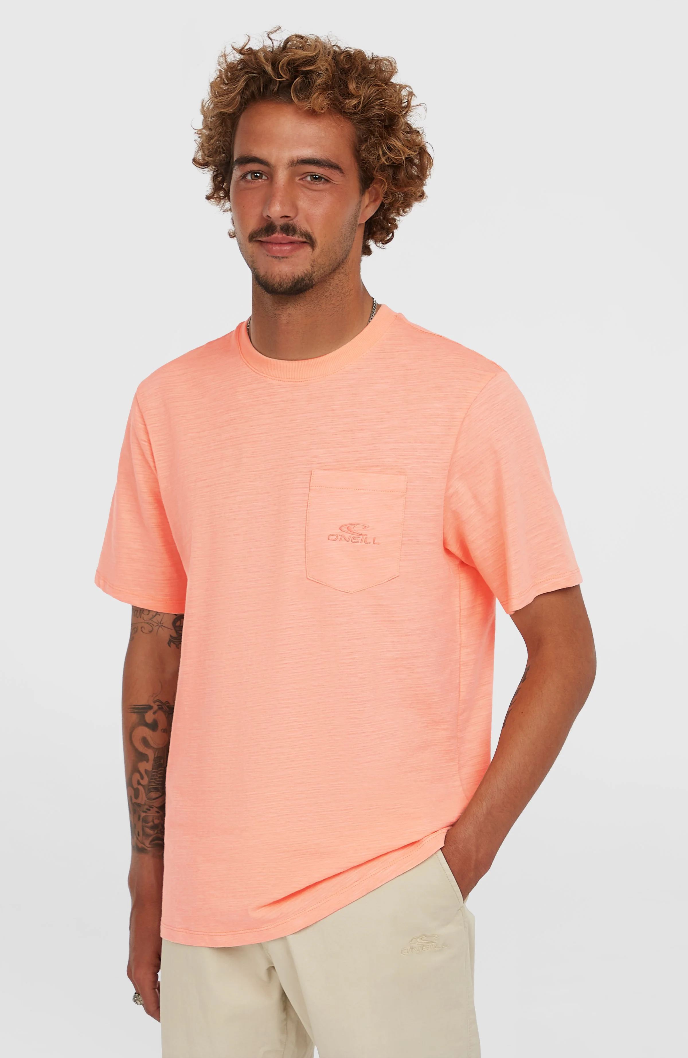 8103-slub-chest-pocket-t-shirt-coral-pop-1.webp Slub Chest Pocket T-Shirt | Coral Pop