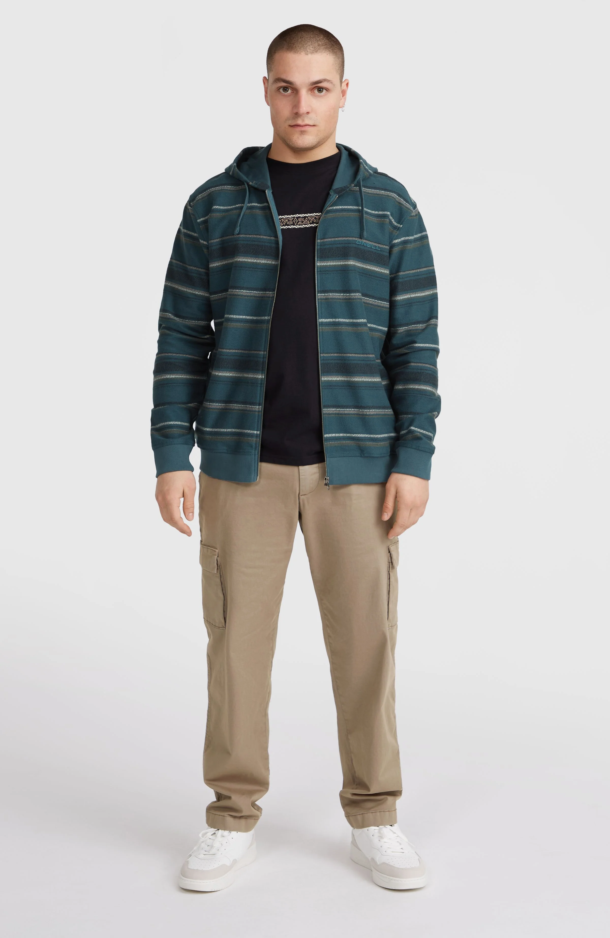 Bavaro Full-Zip Hoodie | Blue Ikat Stripe