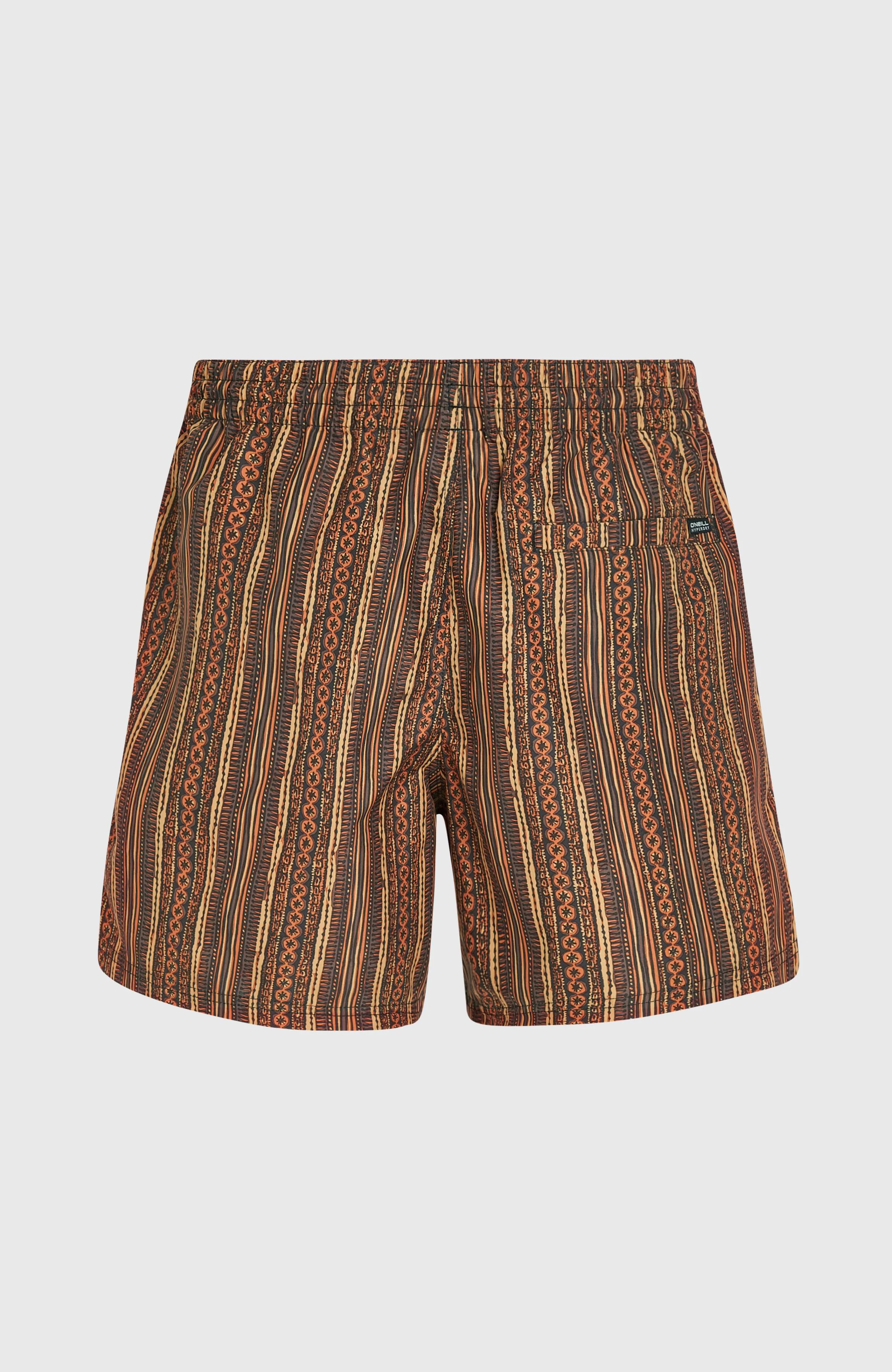 Cali Print 15'' Swim Shorts | Orange Pressed Lines
